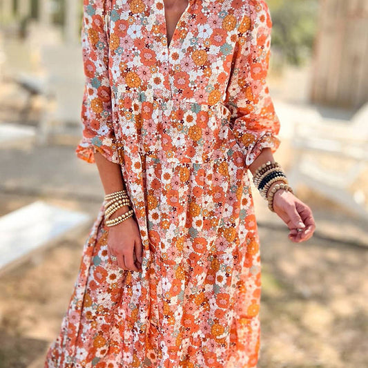 Bohemian Style Printed Dopamine Dress