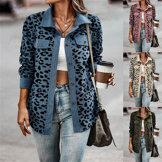 Women's Fashion Leopard Print Long Sleeve Jacket