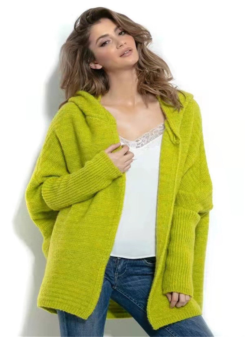 Pure Color Temperament Commuter Cardigan V-neck Sweater Coat