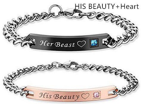 Couple Bracelet Titanium Steel Couple Rose Gold Black Bracelet