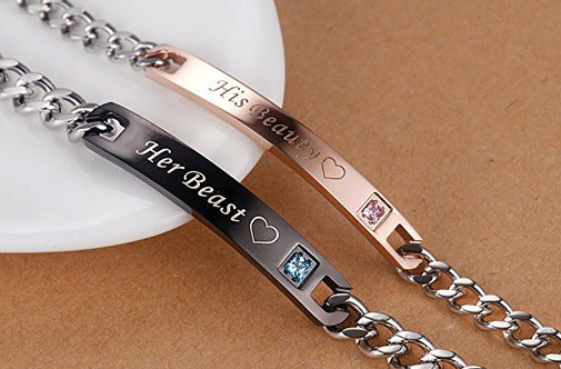 Couple Bracelet Titanium Steel Couple Rose Gold Black Bracelet