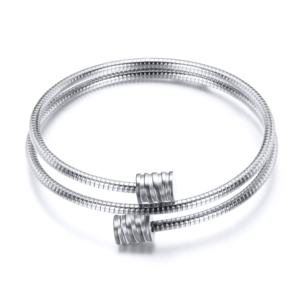 Titanium Steel Four-Color Bracelet - Stainless Steel Wire Beaded Bracelet