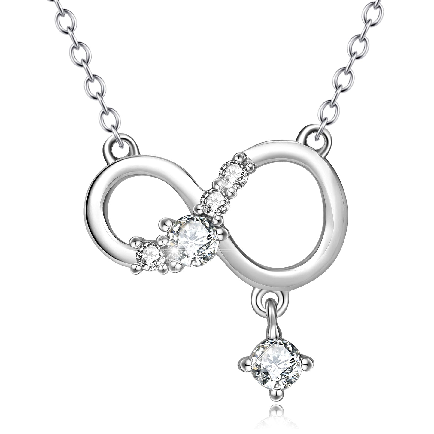 Infinite Pendant - 925 Sterling Silver Diamante Necklace