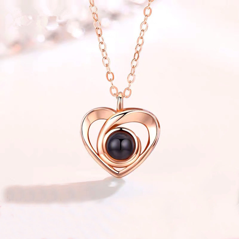 Romantic Photo Projection Necklace Heart Shaped Pendant