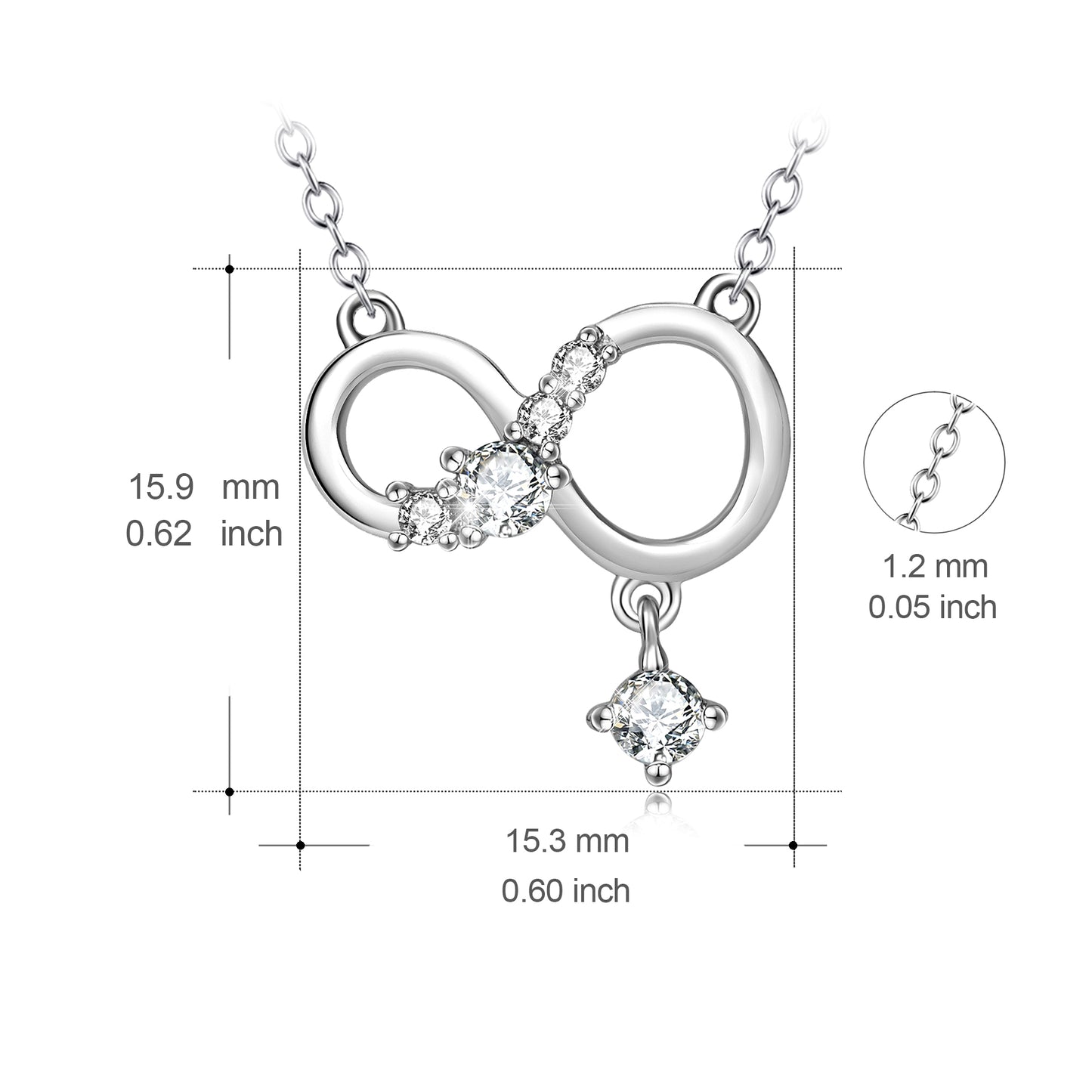 Infinite Pendant - 925 Sterling Silver Diamante Necklace