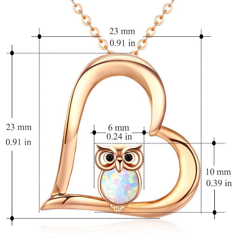 Owl Necklace Cute Opal Jewelry 18K Plated Sterling Silver Rose Gold Necklace for Women