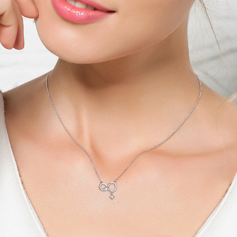 Infinite Pendant - 925 Sterling Silver Diamante Necklace