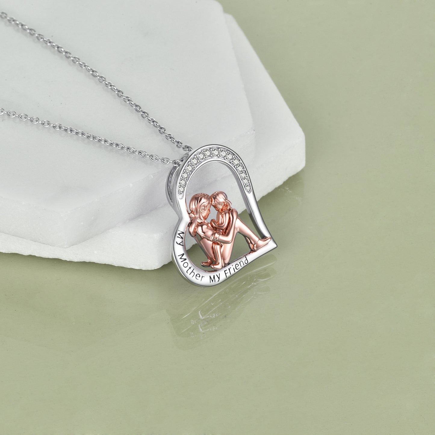 Mother Daughter Necklace 925 Sterling Silver