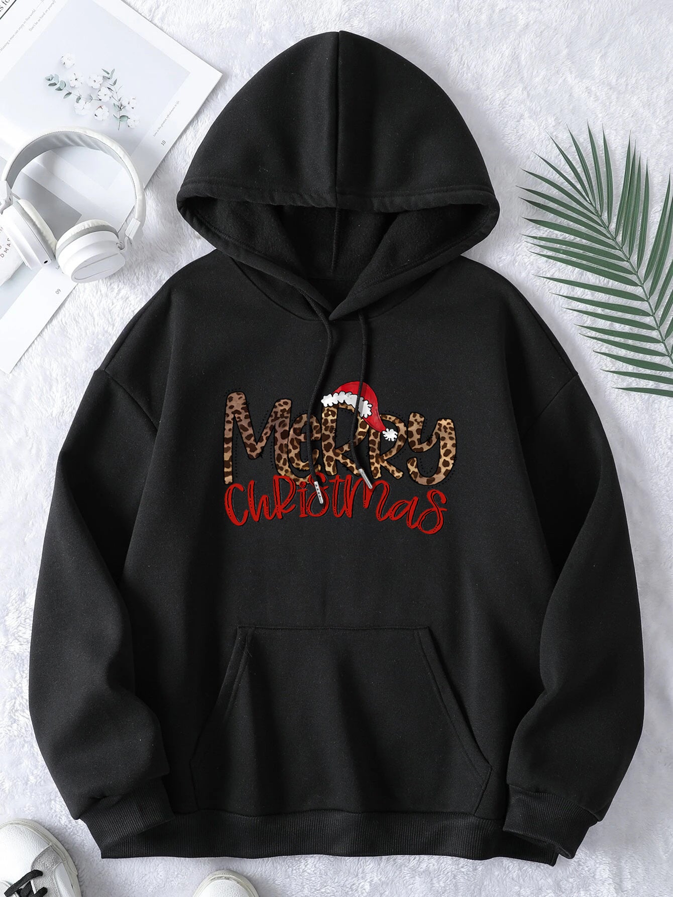 Women's Hoodie Long Sleeve Hoodies & Sweatshirts Printing Pocket Christmas Letter