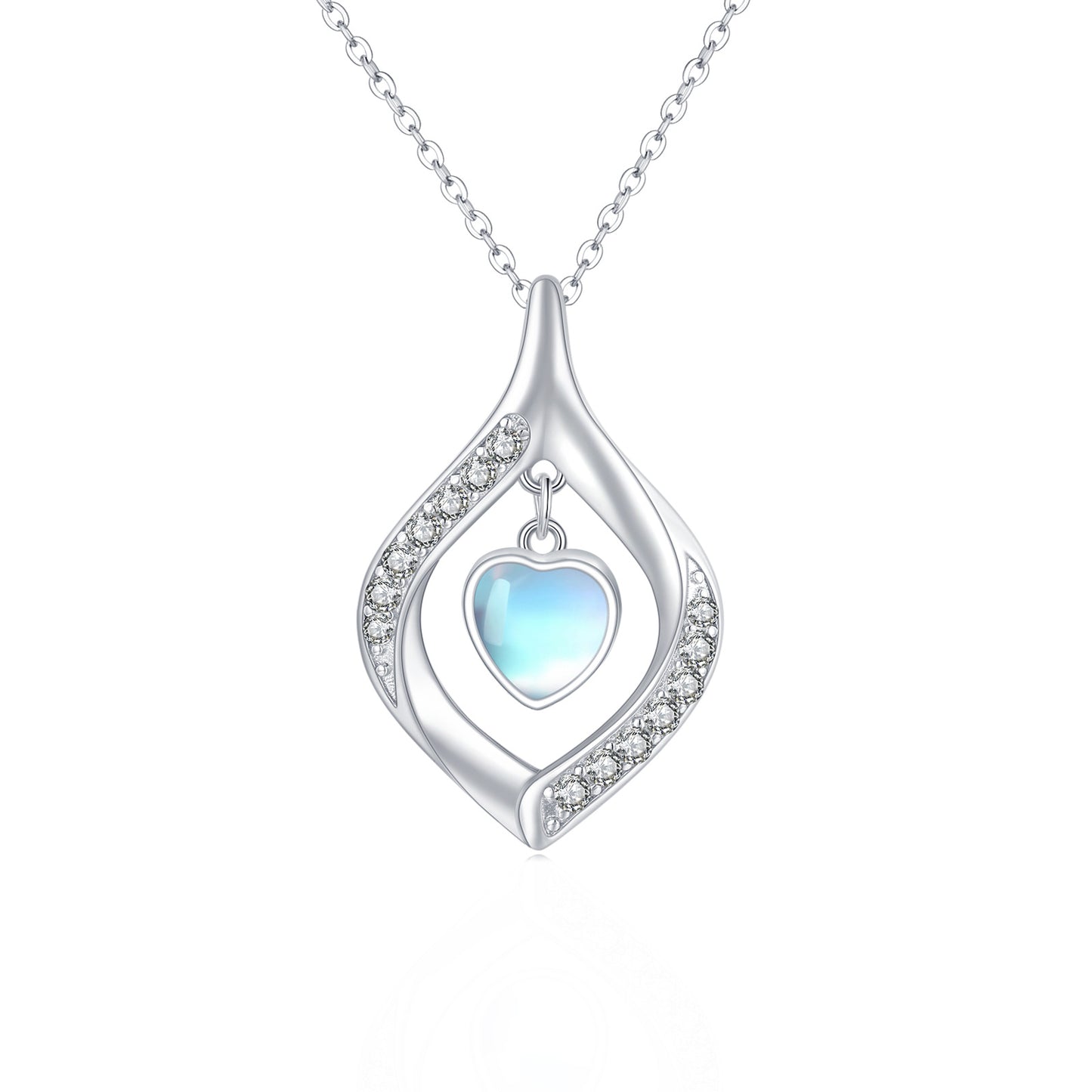 Moonstone necklace with cubic zirconia