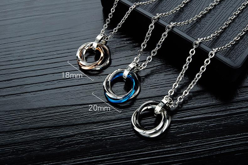 Three Ring Titanium Steel Interlocking Necklace