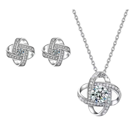 Set Zircon Necklace Earrings Crystal