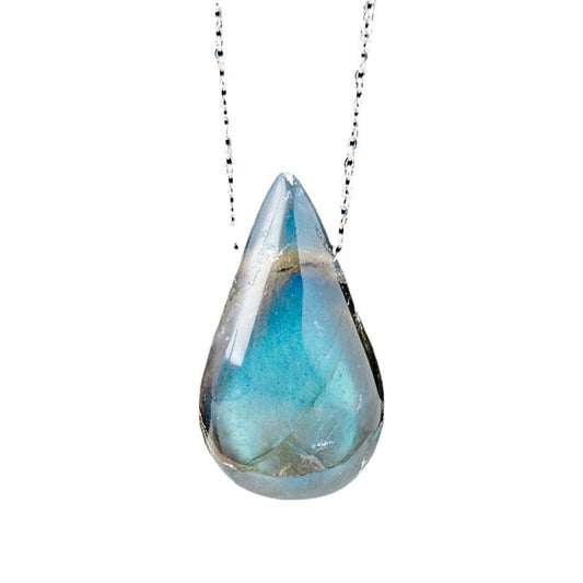 Natural Crystal Labradorite Drop Pendant