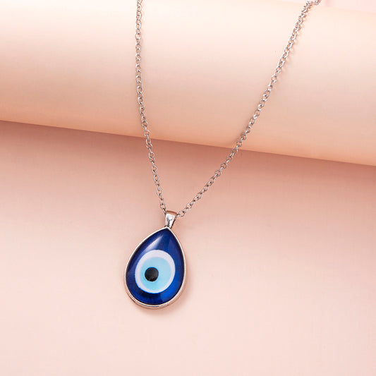 Turkish Nazar Blue Eye Glass Water Drop Pendant