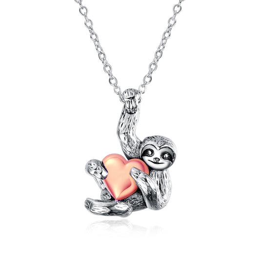 Sterling Silver Sloth Gifts Sloth Heart Necklace for Women Jewelry Gifts